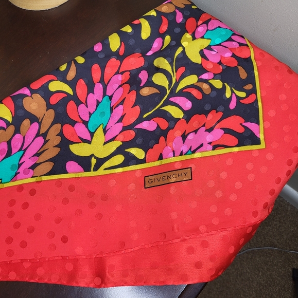 Givenchy Silk Scarf, Red Floral Pattern